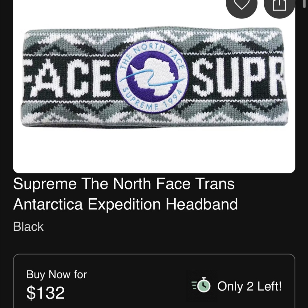 Supreme The North Face Trans Antarctica Expedition Headband NWT